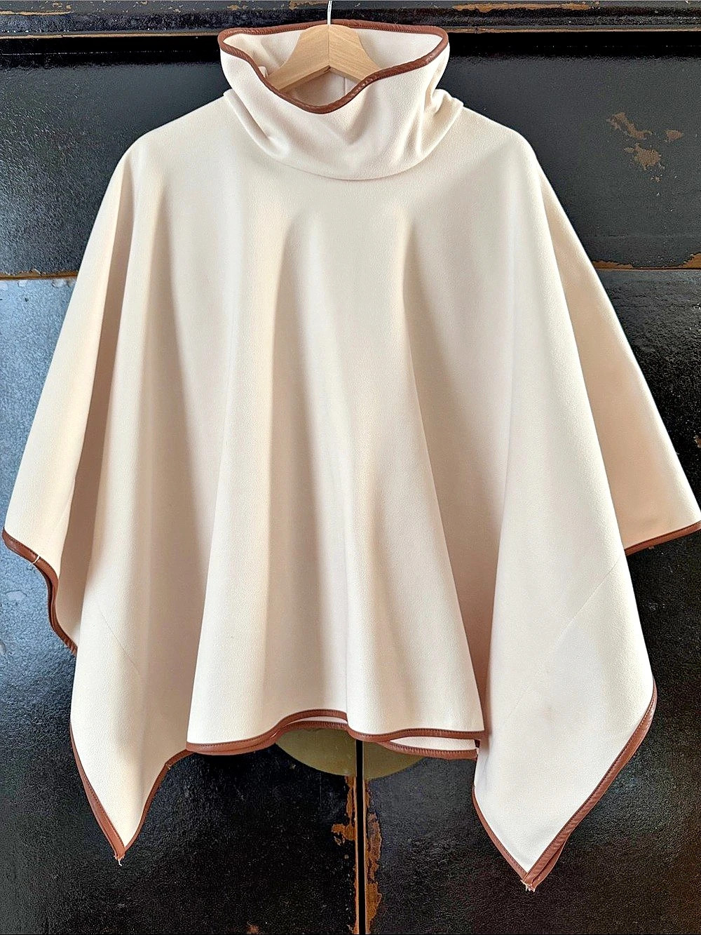 Tuckernuck Piper Poncho Cream Turtleneck Top